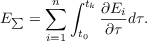 $$E_{\sum} = \sum^{n}_{i = 1}  \int^{t_k}_{t_0}\frac{\partial E_i}{\partial \tau}d\tau .$$